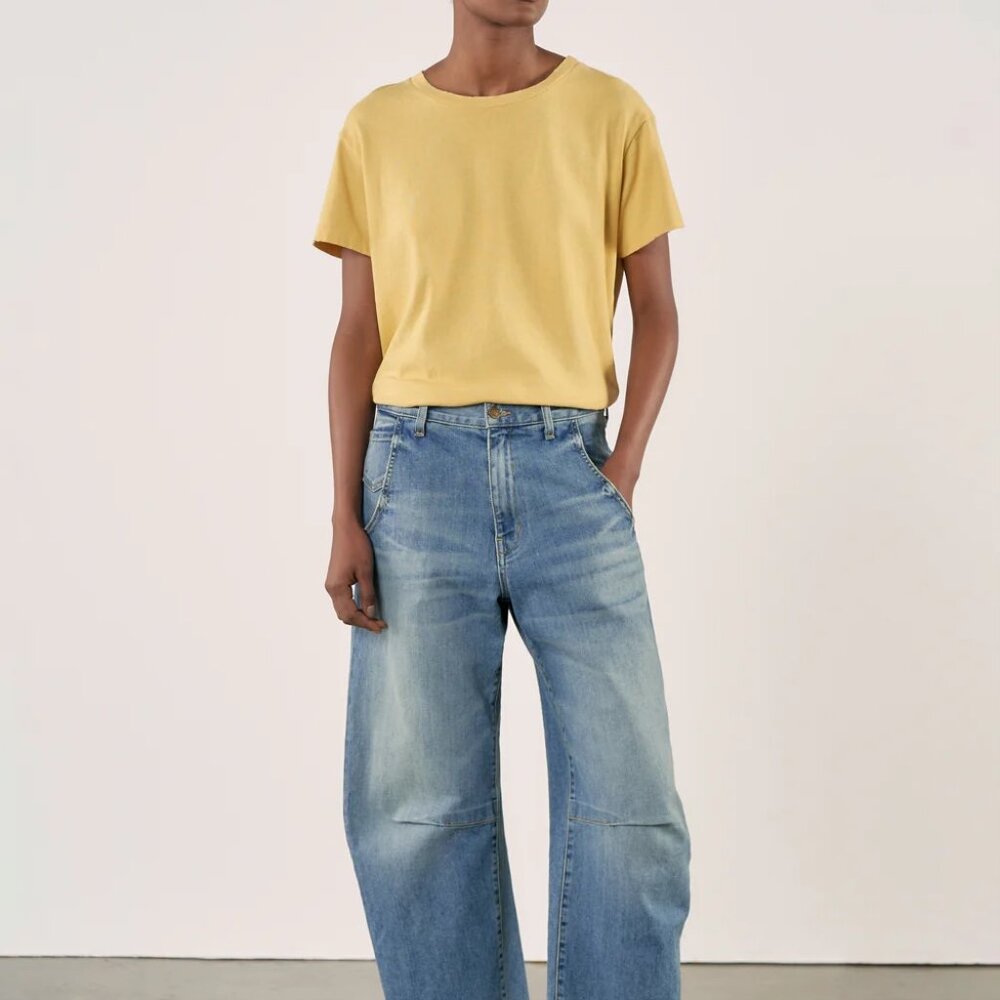 Nili Lotan Yellow Casual Crewneck Short Sleeve Basic Casual Everyday T-Shirt XS
